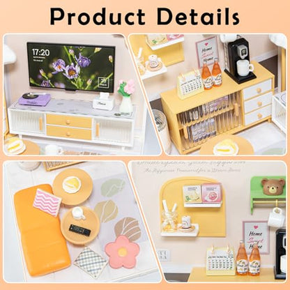 Modern Living Room DIY Miniature House Kit for Adults