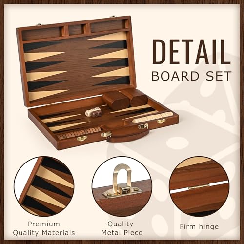 Sapele Wood Backgammon Board Game Set