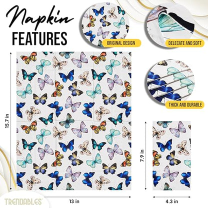 Butterfly Napkins for Decoupage 200 Pcs 3 Ply Paper Napkins (200 Count)