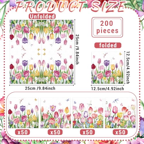200 Pieces Tulips Cocktail Napkins 2 (200 count)