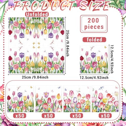 200 Pieces Tulips Cocktail Napkins 2 (200 count)