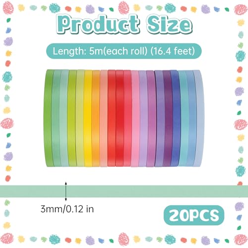 20 Rolls Rainbow Washi Tape Slim (20 Count)