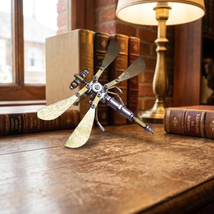 3D Metal Puzzle Kit for Adults Teens Steampunk Dragonfly 140+ Pcs Mechanical Assembly Models 3 Hours to Build Ideal for Gifts and Decorations