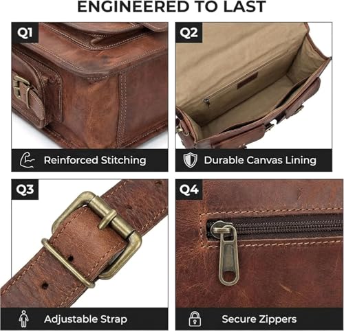 DHK 14 Inch Vintage Handmade Leather Messenger Bag for Laptop Briefcase Best Computer Satchel Distressed Bag