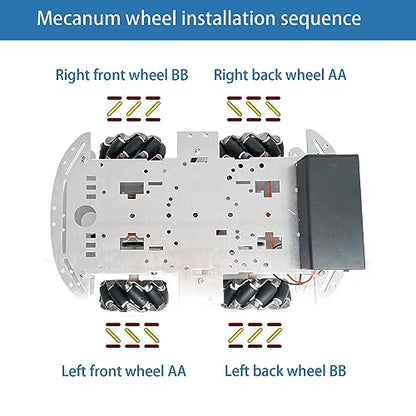 DIY Mecanum Wheel Car Kit with Metal Chassis and TT Motor Smart Robot 4WD Omnidirectional Car Programming Kit with Speed Encoder for Arduino