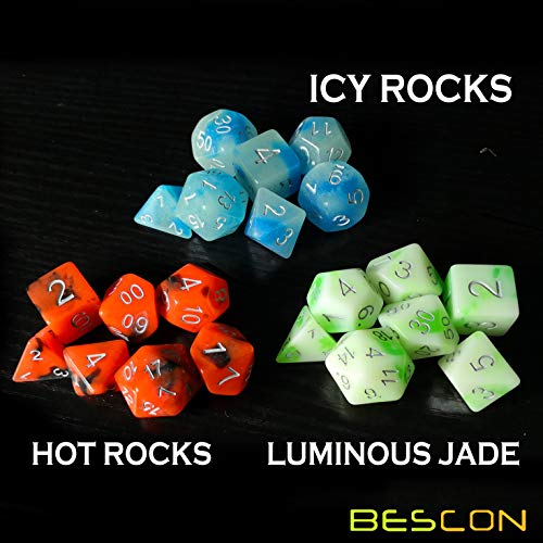Bescon Glowing Polyhedral RPG Dice Set Luminous Jade