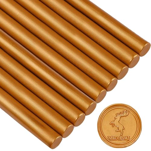 Amber Gold Wax Seal Sticks for Standard Size Hot Melting Glue Gun (12 Count)