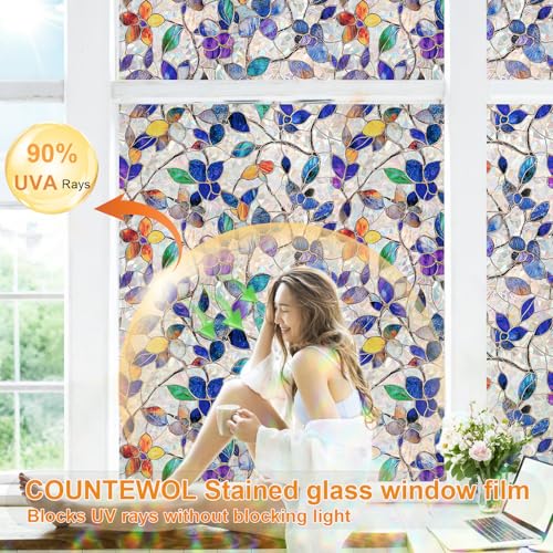 Window Privacy Film with Installation Tools Home Decorative Colored Glass Window Stickers Reusable electrostatic Rainbow Stickers