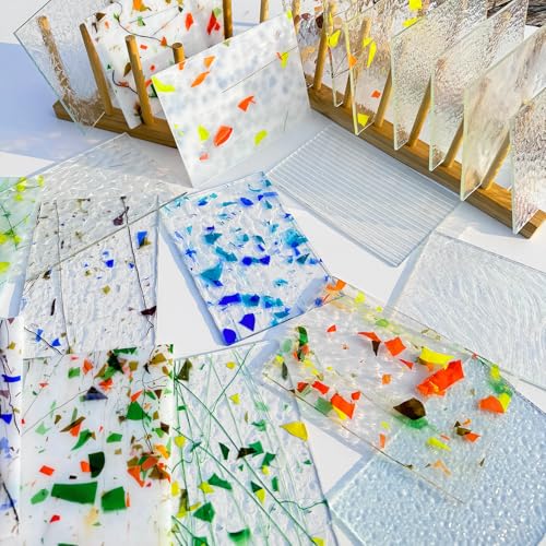 24 Sheets Clear Iridescent and Confetti Stained Glass Sheet Variety Pack (24 Count)