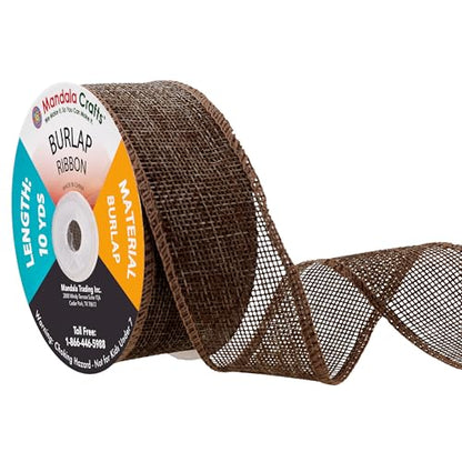 1 1 2 Inch Wide Brown Burlap Ribbon for Crafts (60 Foot)