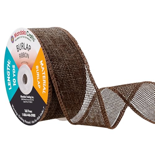 1 1 2 Inch Wide Brown Burlap Ribbon for Crafts (60 Foot)