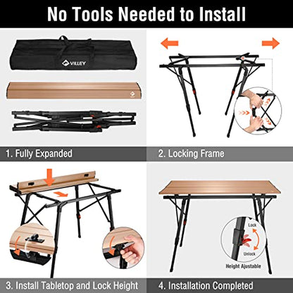Portable Camping Table with Adjustable Legs