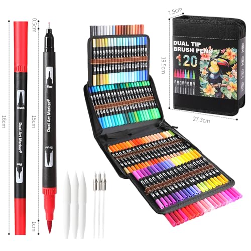 120 Colors Dual Tip Watercolor Markers Pens for School Supplies (120 Count)