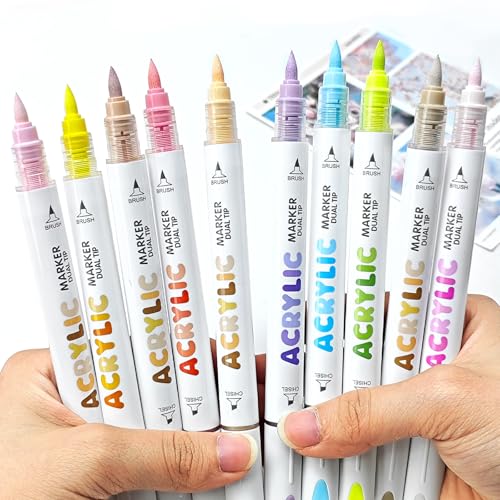 12 Colors Dual Tip Acrylic Paint Markers (12 Count)