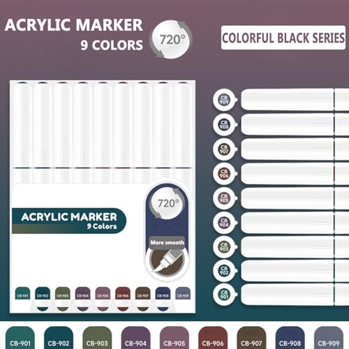 Water Based Acrylic Paint Markers Black (9 Count)