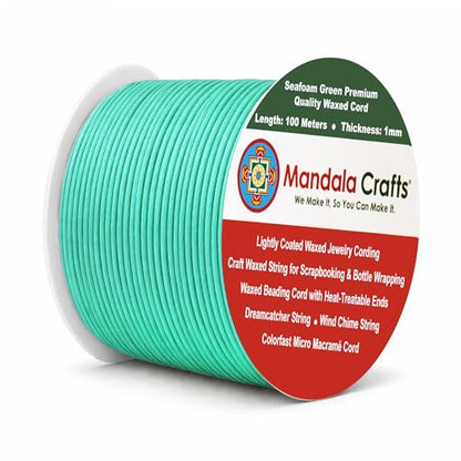 1mm Seafoam Green Waxed Cord