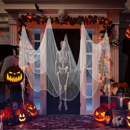 Halloween Cheese cloth 29.92 x 590.55 Inch White Cheesecloth Roll for Crafts Large Cotton Muslin Gauze Fabric for Halloween Outdoor & Indoor Spooky Decoration