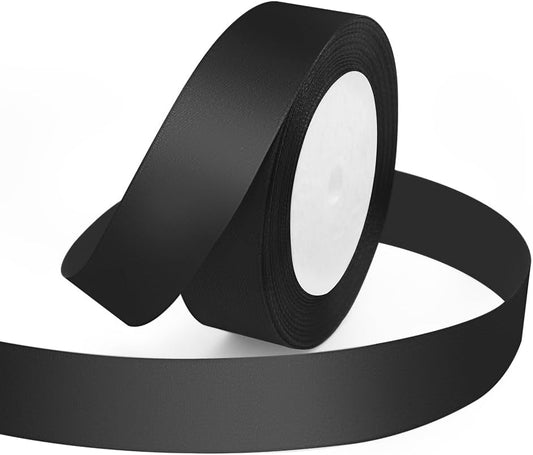 KMER LIFE Solid Color Black Satin Ribbon, 1 Inches x 25 Yards Fabric Satin Ribbon for Gift Wrapping, Crafts, Hair Bows Making, Wreath, Wedding Party Decoration and Other Sewing Projects - Crafty Corner
