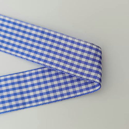 Blue and White Gingham Ribbon Plaid Ribbon 25 Yards Each Roll 100% Polyester