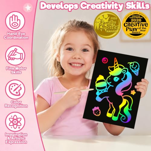 100PCS Rainbow Scratch Paper Art Gifts