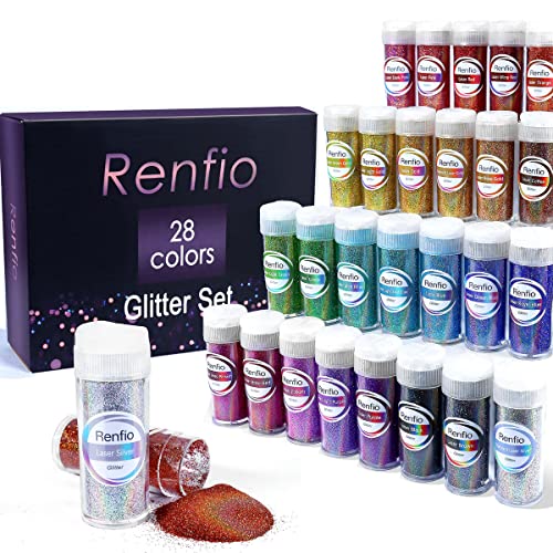 28 Colors Holographic Glitter Set (31.6055 Ounce)