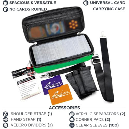 Green Bolt Card Carrying Case fits Pokemon Cards and other TCG Games