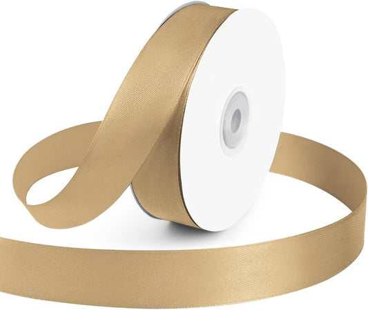 1 inch Wide x 50 Yards Champagne Gold Single Faced Polyester Satin Ribbon, Champagne Gold Satin Ribbon Perfect for Wedding Decor, Wreath, Crafts, Gift Wrapping & Other Projects (Champagne Gold) - Crafty Corner