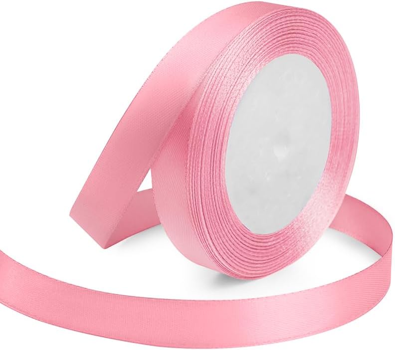 KMER LIFE Solid Color Light Pink Satin Ribbon, 5/8 Inches x 25 Yards Fabric Satin Ribbon for Gift Wrapping, Crafts, Hair Bows Making, Wreath, Wedding Party Decoration and Other Sewing Projects - Crafty Corner