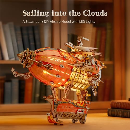 LED 3D Wood Puzzle Fantasy Airship Model