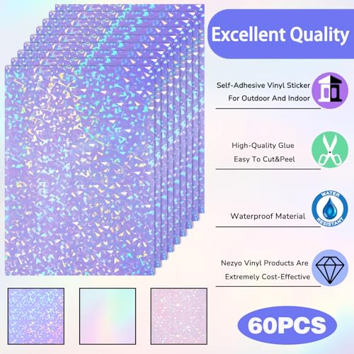 60 Sheets Holographic Laminate Sheets (60 Count)
