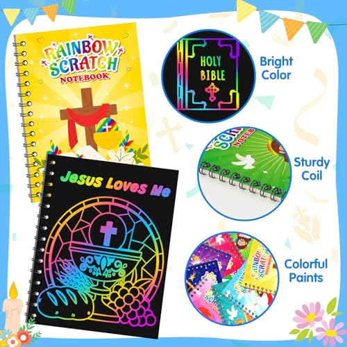 24 Pack Rainbow Scratch Notebook Art Party Favors for Kids