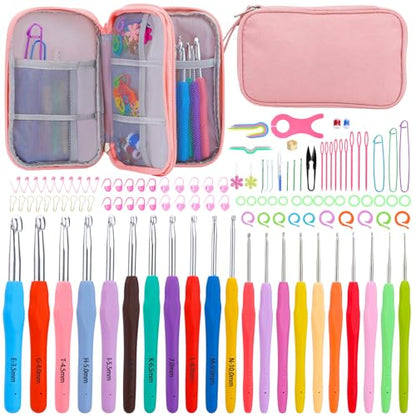 Crochet Hook Set 120Pcs Crochet Needles Kit Ergonomic Soft Grip Handles (120 Count)