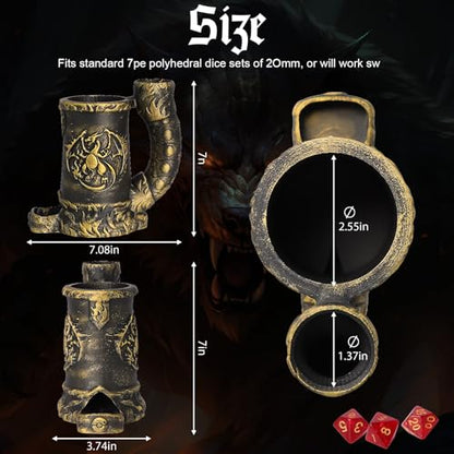 Dice Tower Mug DND Dice Roller Tower with 7 PCS Dice Set