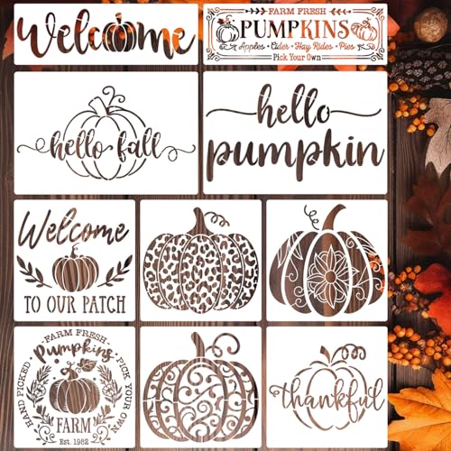 Fall Stencils for Crafts Reusable Fall Stencils for Door Mats (10 Count)