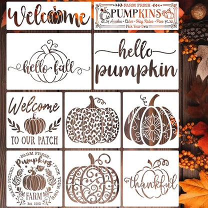 Fall Stencils for Crafts Reusable Fall Stencils for Door Mats (10 Count)