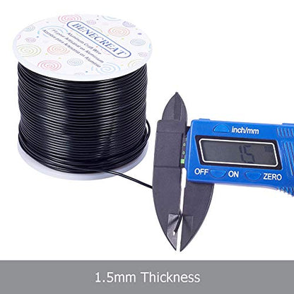 15 Gauge 220FT Black Aluminum Wire Anodized Jewelry Craft Wire for Floral Beading (220 Foot)