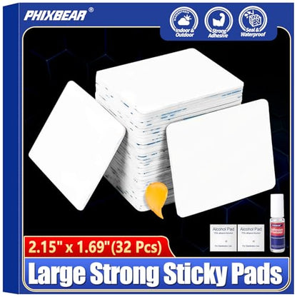 32 Pcs Large Double Sided Adhesive Tape Squares Heavy Duty (32 Count)