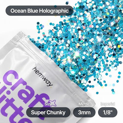 Craft Glitter Ocean Blue Holographic 100g Super Chunky Glitter