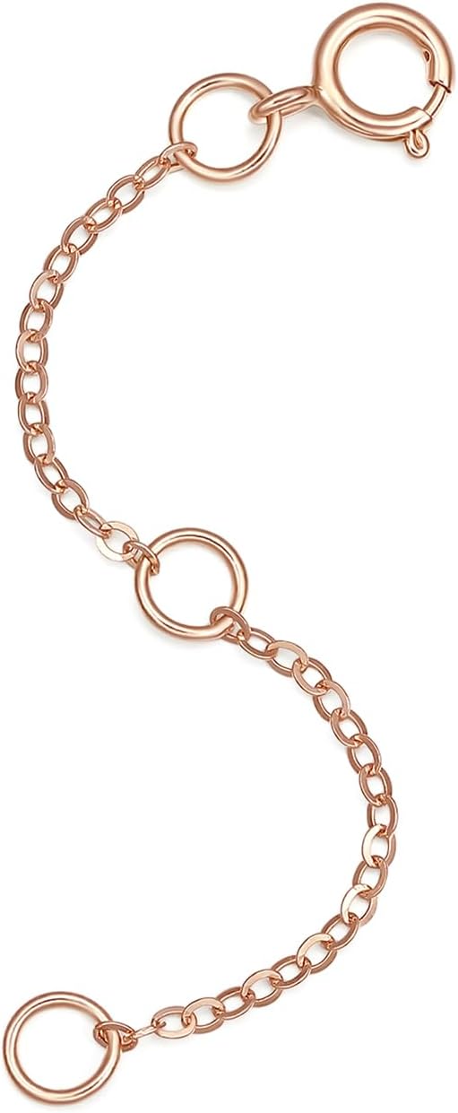 ZHOU LIU FU 18K/750 Real Rose Gold Extender for Necklace Bracelet Anklet Extenders for Jewelry Gold Extension for Women Men Durable Adjustable Chain Accessories 1.97Inch/5cm C218903