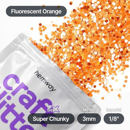 Craft Glitter Fluorescent Neon Orange 100g Super Chunky Glitter (3.5274 Ounce)