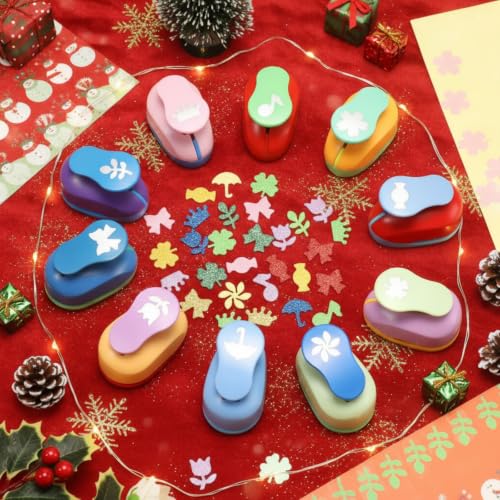 10 Pcs Craft Hole Punch Shapes 1 Inch Paper Punch Hole Mix Shapes Cutters for Paper Crafting Scrapbooking Office Supplies (10 Count)