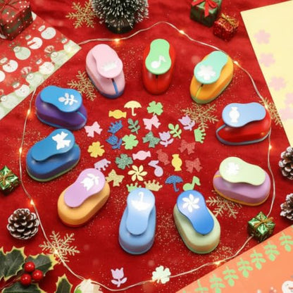 10 Pcs Craft Hole Punch Shapes 1 Inch Paper Punch Hole Mix Shapes Cutters for Paper Crafting Scrapbooking Office Supplies (10 Count)