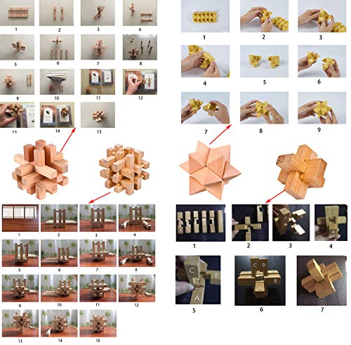 18 Pack Large Wooden Brain Teaser Puzzles Wooden Burr Puzzles Brain Teaser Puzzle with Gift Packing Box Magic Puzzle Games Toys Stocking Stuffers Party Favors for Kids and Adults (18 Count)