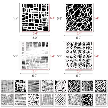 16 Pcs Layering Stencils for Painting (16 Count)