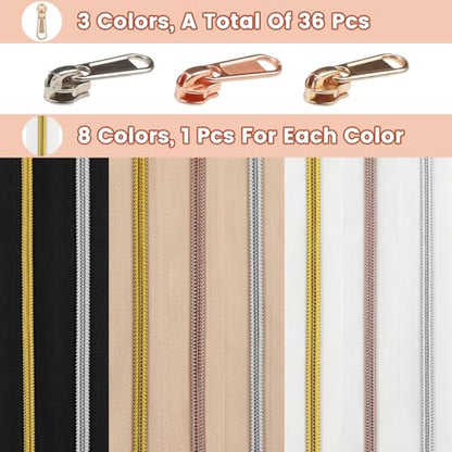17.8 Yards Endless Zippers by The Meter Black White Zipper 6 mm Spiral + 32 Nonlock Zippers