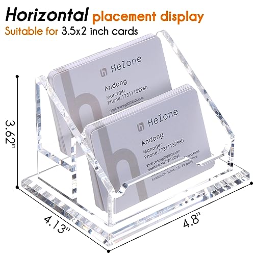 Acrylic Business Card Holder For Desk Clear Business Card Display Stand 2 Tier 2 Slots Business Cards Holders for Men And Woman