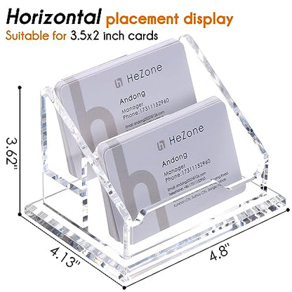 Acrylic Business Card Holder For Desk Clear Business Card Display Stand 2 Tier 2 Slots Business Cards Holders for Men And Woman