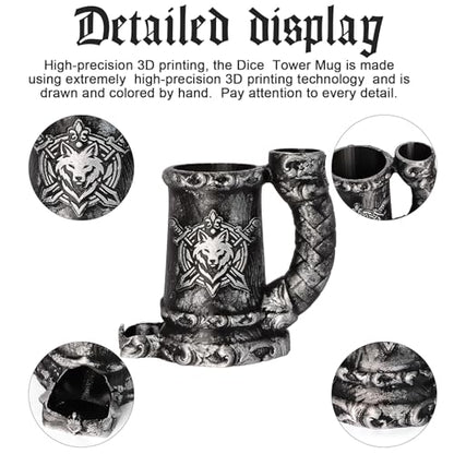 Dice Tower Mug Dice Rolling Tower with 7 PCS Dice Set