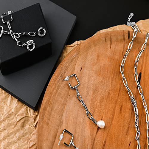 16ft Paperclip Chain 4mm Silver Stainless Steel Paper Clip Link Chain Roll for Necklaces Jewelry Making Bracelet Craft Supplies DIY Earring Findings