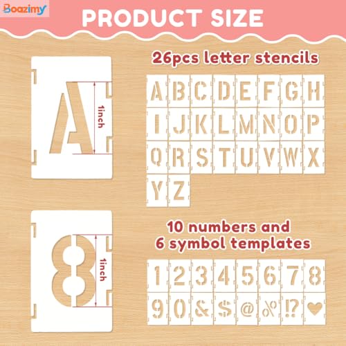 1 Inch 42 Pcs Reusable Letter Number Symbol Stencils (42 Count)
